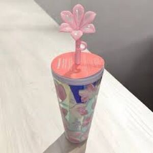 Starbucks NEW 2024 Cherry Blossom Venti Cold Cup Tumbler w/ straw topper